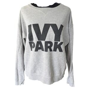 Ivy Park Womens Gray Logo Graphic Crewneck Sweatshirt Size Large Pullover